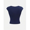 image:imageRoseSeek Girls Ruched Cap Sleeve Tops Sweetheart Neck Slim Fit Cropped T Shirts Cute Summer ClothesBlue