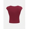 image:imageRoseSeek Girls Ruched Cap Sleeve Tops Sweetheart Neck Slim Fit Cropped T Shirts Cute Summer ClothesBurgundy