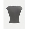 image:imageRoseSeek Girls Ruched Cap Sleeve Tops Sweetheart Neck Slim Fit Cropped T Shirts Cute Summer ClothesDark Grey
