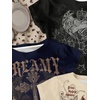 image:imageRoseSeek Girls Shirts 3 Packs Graphic Tees Vacation Hibiscus Top Crewneck Short Sleeve Cute Tops Summer Slim Fit T ShirtBeige Black Blue