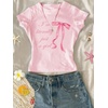 image:imageRoseSeek Girls Shirts 3 Packs Graphic Tees Vacation Hibiscus Top Crewneck Short Sleeve Cute Tops Summer Slim Fit T ShirtBeige Pink White