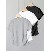 image:imageRoseSeek Girls Shirts 3 Packs Graphic Tees Vacation Hibiscus Top Crewneck Short Sleeve Cute Tops Summer Slim Fit T ShirtBow White Grey Black
