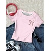 image:imageRoseSeek Girls Shirts 3 Packs Graphic Tees Vacation Hibiscus Top Crewneck Short Sleeve Cute Tops Summer Slim Fit T ShirtBowknot Multicolor