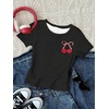 image:imageRoseSeek Girls Shirts 3 Packs Graphic Tees Vacation Hibiscus Top Crewneck Short Sleeve Cute Tops Summer Slim Fit T ShirtCherry Black White Pink
