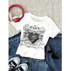 image:imageRoseSeek Girls Shirts 3 Packs Graphic Tees Vacation Hibiscus Top Crewneck Short Sleeve Cute Tops Summer Slim Fit T ShirtDark Black White