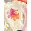 image:imageRoseSeek Girls Shirts 3 Packs Graphic Tees Vacation Hibiscus Top Crewneck Short Sleeve Cute Tops Summer Slim Fit T ShirtFloral Pink Yellow Orange