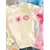 image:imageRoseSeek Girls Shirts 3 Packs Graphic Tees Vacation Hibiscus Top Crewneck Short Sleeve Cute Tops Summer Slim Fit T ShirtFloral Yellow Blue Pink
