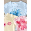 image:imageRoseSeek Girls Shirts 3 Packs Graphic Tees Vacation Hibiscus Top Crewneck Short Sleeve Cute Tops Summer Slim Fit T ShirtFloral Yellow Blue Pink