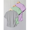 image:imageRoseSeek Girls Shirts 3 Packs Graphic Tees Vacation Hibiscus Top Crewneck Short Sleeve Cute Tops Summer Slim Fit T ShirtGrey Green Purple