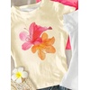 image:imageRoseSeek Girls Shirts 3 Packs Graphic Tees Vacation Hibiscus Top Crewneck Short Sleeve Cute Tops Summer Slim Fit T ShirtHot Pink Beige White