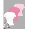 image:imageRoseSeek Girls Shirts 3 Packs Graphic Tees Vacation Hibiscus Top Crewneck Short Sleeve Cute Tops Summer Slim Fit T ShirtHot Pink White