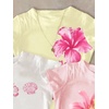 image:imageRoseSeek Girls Shirts 3 Packs Graphic Tees Vacation Hibiscus Top Crewneck Short Sleeve Cute Tops Summer Slim Fit T ShirtMulticolor Blue and Pink