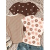 image:imageRoseSeek Girls Shirts 3 Packs Graphic Tees Vacation Hibiscus Top Crewneck Short Sleeve Cute Tops Summer Slim Fit T ShirtMulticolor Khaki
