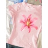 image:imageRoseSeek Girls Shirts 3 Packs Graphic Tees Vacation Hibiscus Top Crewneck Short Sleeve Cute Tops Summer Slim Fit T ShirtMulticolor Pink and Yellow