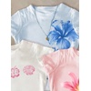 image:imageRoseSeek Girls Shirts 3 Packs Graphic Tees Vacation Hibiscus Top Crewneck Short Sleeve Cute Tops Summer Slim Fit T ShirtMulticolor Pink and Yellow