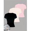 image:imageRoseSeek Girls Shirts 3 Packs Graphic Tees Vacation Hibiscus Top Crewneck Short Sleeve Cute Tops Summer Slim Fit T ShirtPink Beige Black