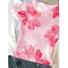 image:imageRoseSeek Girls Shirts 3 Packs Graphic Tees Vacation Hibiscus Top Crewneck Short Sleeve Cute Tops Summer Slim Fit T ShirtPink Blue White