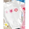 image:imageRoseSeek Girls Shirts 3 Packs Graphic Tees Vacation Hibiscus Top Crewneck Short Sleeve Cute Tops Summer Slim Fit T ShirtPink Blue White