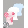 image:imageRoseSeek Girls Shirts 3 Packs Graphic Tees Vacation Hibiscus Top Crewneck Short Sleeve Cute Tops Summer Slim Fit T ShirtPink Blue White