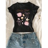 image:imageRoseSeek Girls Shirts 3 Packs Graphic Tees Vacation Hibiscus Top Crewneck Short Sleeve Cute Tops Summer Slim Fit T ShirtPink White Black