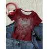 image:imageRoseSeek Girls Shirts 3 Packs Graphic Tees Vacation Hibiscus Top Crewneck Short Sleeve Cute Tops Summer Slim Fit T ShirtRed Brown Beige