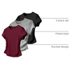 image:imageRoseSeek Girls Shirts 3 Packs Graphic Tees Vacation Hibiscus Top Crewneck Short Sleeve Cute Tops Summer Slim Fit T ShirtRed Multicolor