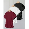 image:imageRoseSeek Girls Shirts 3 Packs Graphic Tees Vacation Hibiscus Top Crewneck Short Sleeve Cute Tops Summer Slim Fit T ShirtRed White Black
