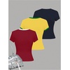 image:imageRoseSeek Girls Shirts 3 Packs Graphic Tees Vacation Hibiscus Top Crewneck Short Sleeve Cute Tops Summer Slim Fit T ShirtRed Yellow Blue