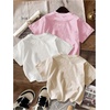 image:imageRoseSeek Girls Shirts 3 Packs Star Butterfly Graphic Tees Crew Neck Short Sleeve T Shirt Casual TopsBeige Blue Pink