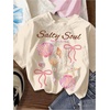 image:imageRoseSeek Girls Shirts 3 Packs Star Butterfly Graphic Tees Crew Neck Short Sleeve T Shirt Casual TopsBeige Blue Pink
