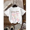image:imageRoseSeek Girls Shirts 3 Packs Star Butterfly Graphic Tees Crew Neck Short Sleeve T Shirt Casual TopsBeige Pink White