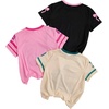 image:imageRoseSeek Girls Shirts 3 Packs Star Butterfly Graphic Tees Crew Neck Short Sleeve T Shirt Casual TopsBlack Beige Pink