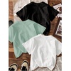 image:imageRoseSeek Girls Shirts 3 Packs Star Butterfly Graphic Tees Crew Neck Short Sleeve T Shirt Casual TopsBlack Green White