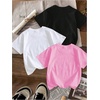 image:imageRoseSeek Girls Shirts 3 Packs Star Butterfly Graphic Tees Crew Neck Short Sleeve T Shirt Casual TopsBlack White Pink