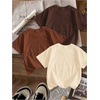 image:imageRoseSeek Girls Shirts 3 Packs Star Butterfly Graphic Tees Crew Neck Short Sleeve T Shirt Casual TopsBrown Coffee White