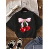 image:imageRoseSeek Girls Shirts 3 Packs Star Butterfly Graphic Tees Crew Neck Short Sleeve T Shirt Casual TopsCherry Multicolor