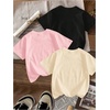 image:imageRoseSeek Girls Shirts 3 Packs Star Butterfly Graphic Tees Crew Neck Short Sleeve T Shirt Casual TopsMix Beige Pink Black
