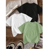 image:imageRoseSeek Girls Shirts 3 Packs Star Butterfly Graphic Tees Crew Neck Short Sleeve T Shirt Casual TopsMix Black Green White