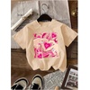image:imageRoseSeek Girls Shirts 3 Packs Star Butterfly Graphic Tees Crew Neck Short Sleeve T Shirt Casual TopsMix Pink Beige Black