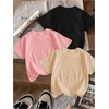 image:imageRoseSeek Girls Shirts 3 Packs Star Butterfly Graphic Tees Crew Neck Short Sleeve T Shirt Casual TopsMix Pink Beige Black
