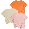 image:imageRoseSeek Girls Shirts 3 Packs Star Butterfly Graphic Tees Crew Neck Short Sleeve T Shirt Casual TopsOrange Pink Beige