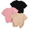 image:imageRoseSeek Girls Shirts 3 Packs Star Butterfly Graphic Tees Crew Neck Short Sleeve T Shirt Casual TopsPink Beige Black
