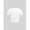 image:imageRoseSeek Girls Short Sleeve Ruched Tee Tops Basic Crew Neck Slim Fit T Shirts with Hair TiesWhite