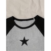 image:imageRoseSeek Girls Star Patchwork Color Block Crop Tops Short Sleeve Crew Neck Ribbed T ShirtsLight Grey
