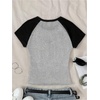 image:imageRoseSeek Girls Star Patchwork Color Block Crop Tops Short Sleeve Crew Neck Ribbed T ShirtsLight Grey
