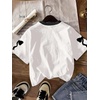 image:imageRoseSeek Girls Y2K Letter Bow Graphic Tee Shirt Crewneck Short Sleeve Cute Going Out TopsBlack and White