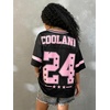 image:imageRoseSeek Girls Y2K Mesh Oversized Jersey Tops Number Star Graphic Tees Vintage V Neck T ShirtsBlack and Pink