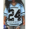 image:imageRoseSeek Girls Y2K Mesh Oversized Jersey Tops Number Star Graphic Tees Vintage V Neck T ShirtsBlue