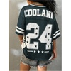 image:imageRoseSeek Girls Y2K Mesh Oversized Jersey Tops Number Star Graphic Tees Vintage V Neck T ShirtsDark Green