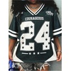 image:imageRoseSeek Girls Y2K Mesh Oversized Jersey Tops Number Star Graphic Tees Vintage V Neck T ShirtsDark Green